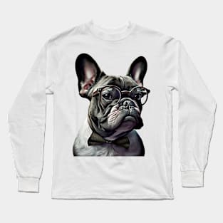 Nerdy French Bulldog Long Sleeve T-Shirt